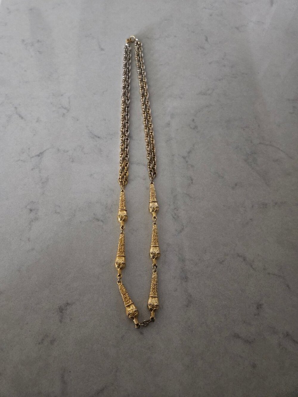 RARE AND VINTAGE GOLD DOUBLE STRAND 31" LONG NECKLACE IN FRENCH PARISIAN STYLE